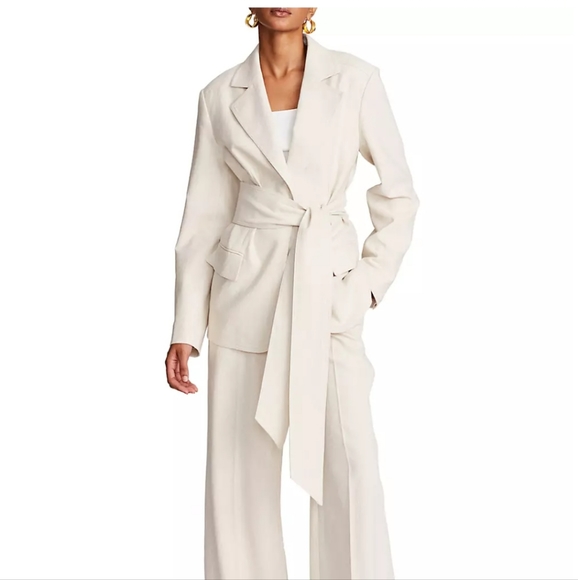 NWT$645 Halston Adley Cotton-Linen Suit Single-Breasted Blazer Top Jacket Sz 6 M - Picture 3 of 16